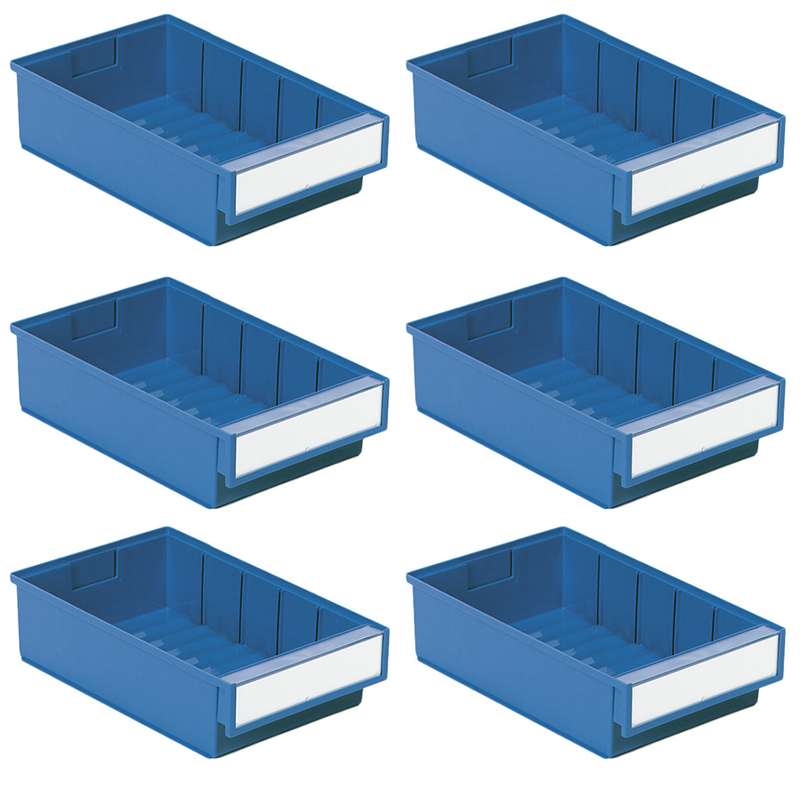 SET OF 6 SHELF BINS BLUE 11.81"X3.62"X3.23"